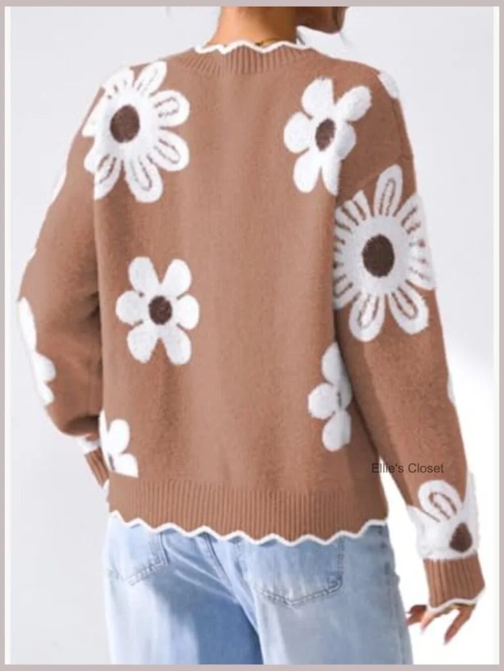 Women's Fuzzy Cardigan Sweater Long Sleeve V-Neck Button Down Open Front Floral